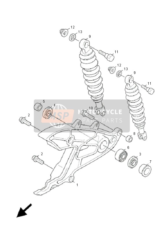 Yamaha XC125 CYGNUS 2005 Braccio posteriore & Sospensione per un 2005 Yamaha XC125 CYGNUS